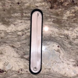 14K white gold diamond heart necklace